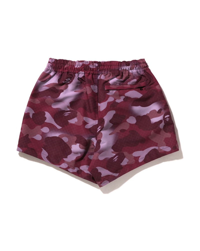 Short Bape Grid Rouge Foncé Femme | VQX-53985573